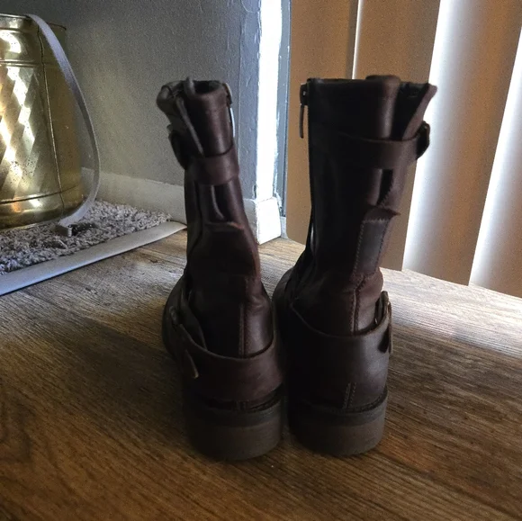 Enzo Angiolini Brown Leather Moto Boots - Picture 5 of 7